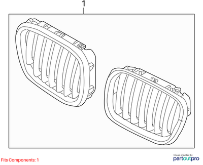 BMW X5 2009 Front Grille Left 51137157687