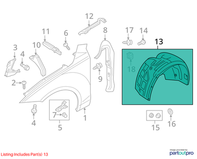Audi 2016-2018 Audi A7 Fender Liner 4G8821171D