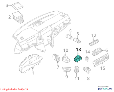 2013 BMW 520i F10 Electronic Parking Brake Switch Used OEM 61319877889