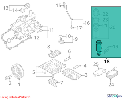 2010-2016 Audi A4 Engine Oil Filter Housing 06E115405K