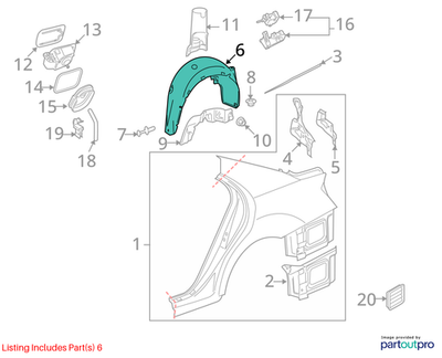 Mercedes-Benz 11-13 S350 Rear Fender Liner Splash Guard 2216900930