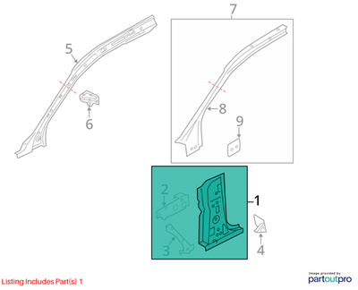 2014 Audi A6 A-Pillar Lower Reinforcement Panel OEM 4G0809055A