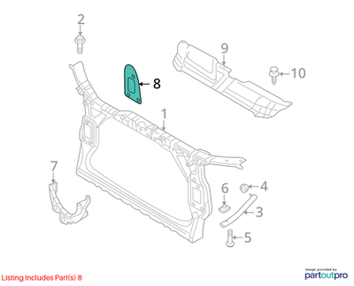 2012 Audi A4 Right Front Bumper Support Securing Plate Used OEM 8K0805500