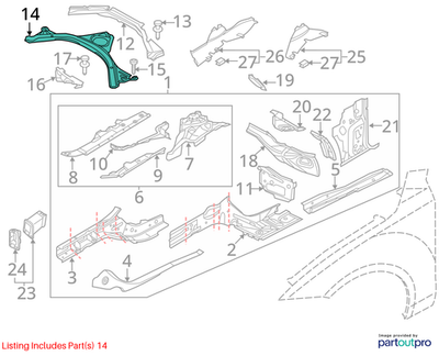 2014 Audi A6 Front Strut Tower Brace OEM 4G0805645C