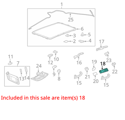2014-2016 Cadillac SRX Rear Seat Reading & Courtesy Lamp Assembly 22972043