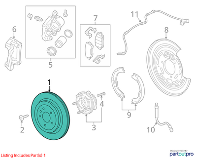 2018 Cadillac CTS Rear Brake Rotor Used OEM 13578196