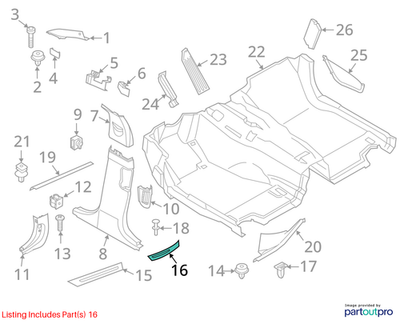 2011–2016 BMW 520i Rear Left Illuminated Door Sill Trim USED OEM 51477203609