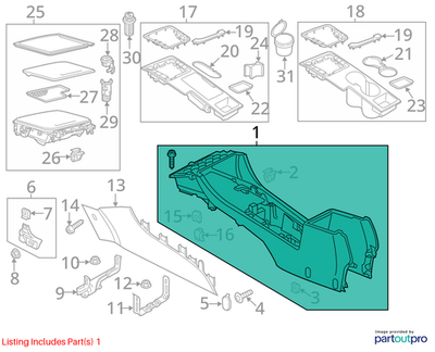 Volkswagen 2012-2015 Passat Center Console Front 561863241C82V