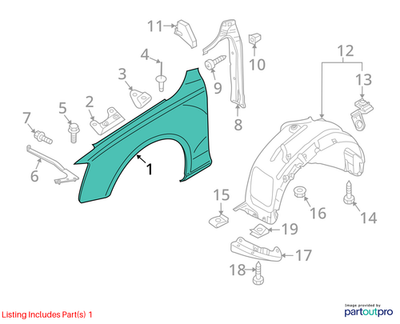 2013 Audi Q5 Front Left Fender Used OEM 8R0821105