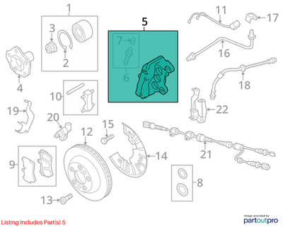 Volkswagen 2007-2018 Touareg Disc Brake Caliper 7L6615149A