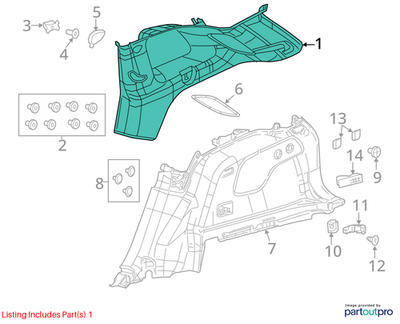 Jeep 2014-2018 Jeep Cherokee Quarter Trim Panel 1UD04DX9AF