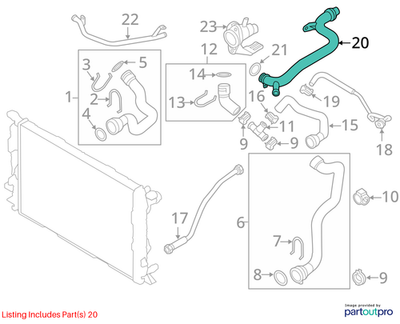 Audi 2009-2017 A4 Engine Coolant Pipe 06H121065D