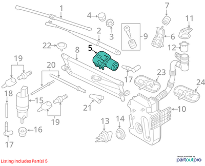 Volkswagen 2011-2018 Volkswagen Jetta Windshield Wiper Motor 5C7955113D