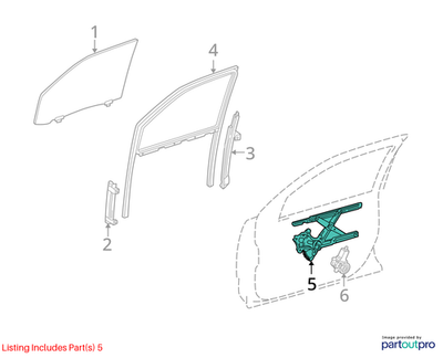 2002 Lexus LS430 Front Passenger Window Regulator Used OEM 6980150030