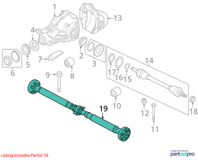 2011–2016 BMW 520i Automatic Propeller Shaft USED OEM 26107629415