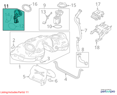 2018 Cadillac CTS Fuel Level Sensor Sending Unit Kit Used OEM 13592933