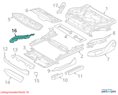 2013 BMW 520i F10 Front Right Inner Seat Rail Cover Used OEM 52109144010