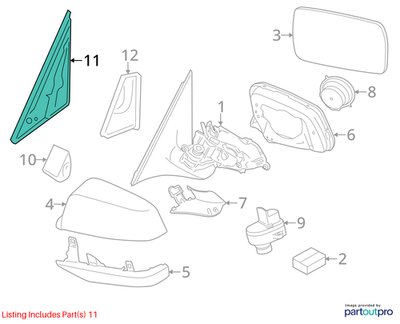 2013 BMW 520i F10 Seal Outer Right Mirror Triangle Used OEM 51337329754