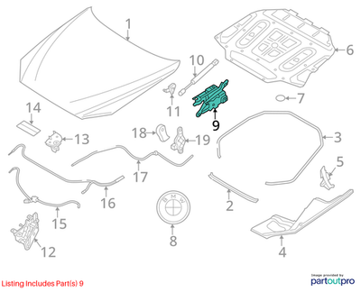2011–2016 BMW 520i Left Engine Hood Hinge USED OEM 41007270883