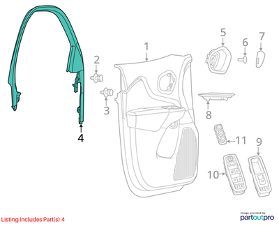 Jeep 2014-2023 Cherokee Front Door Molding Left 1UJ43DX9AB