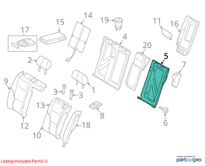 2013 Audi A4 Quattro Rear Left Seat Back Panel Used OEM 8K5885501DCA9