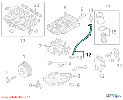 Volkswagen Engine Oil Dipstick Tube 06K115610M