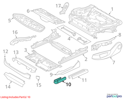 2013 BMW 520i F10 Front Left Seat Rail Trim Used OEM 52109175063