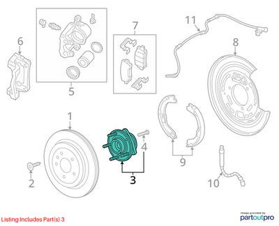 2011 Cadillac CTS Wheel Hub & Bearing Assembly Used OEM 13546785