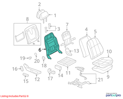 2009 Chevrolet Lumina S Left Front Seat Backrest Frame Used OEM 92194795