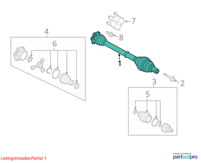 Audi 2008-2017 Audi A4 Cv Axle Assembly 8K0407271AJ