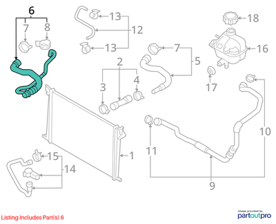 2012 Mini Cooper Countryman Upper Radiator Coolant Hose Used OEM  17129802110