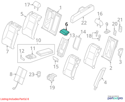 2012–2015 Audi A6 Rear Seat Upper Pad Centre Used OEM 4G0885777