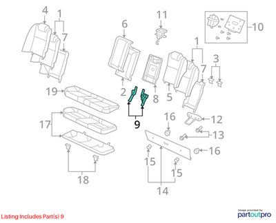 2009 Chevrolet LuminaS Left Rear Seat Back Center Panel Hinge Used OEM 92207918