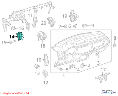 2005–2019 VW Jetta Lower Dashboard Support Bracket Used OEM 1K1857021D