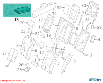 2013 Audi A6 Quattro Rear Seat Center Armrest Used OEM 4G8885875H22A
