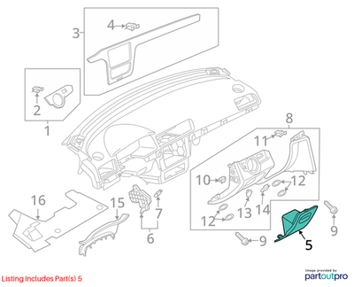 Volkswagen 2012-2022 Passat Instrument Panel Pocket 561857921A82V