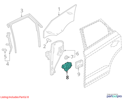 2013 Audi A6 Quattro Rear Left Window Regulator Motor Used OEM 8K0959811A