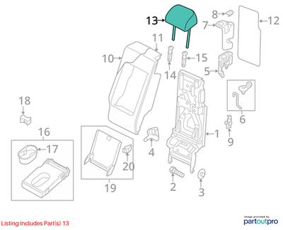 Volkswagen Rear Seat Center Headrest 7P6885900FGWT