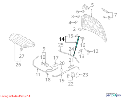 Audi 2007-2015 Audi Q7 Hood Lift Support 4L0823359