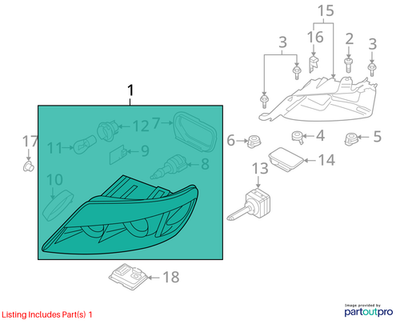 Audi 2007-2009 Audi Q7 Headlight Assembly 4L0941029G