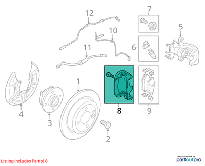 2012 Mini Cooper Rear JCW Caliper Carrier / Bracket Used OEM 34206780863