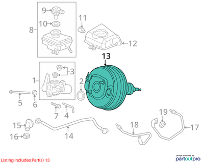 2010 Audi A4 Brake Booster / Brake Servo Used OEM 8K0612107B