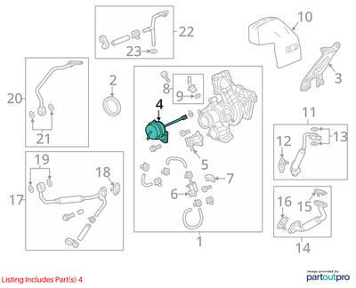 2018 Cadillac CTS Turbocharger Wastegate Actuator Used OEM 12650093