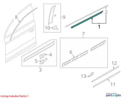 Audi Door Window Belt Weatherstrip 4L0853283E2ZZ