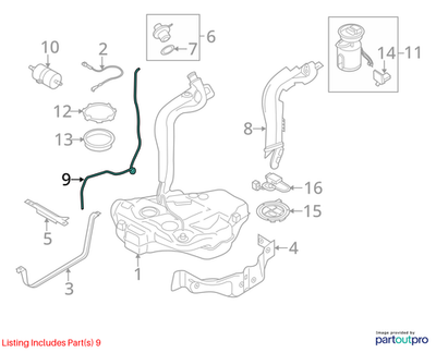 2012 VW Jetta Fuel Tank Breather Line/Tube OEM 1K0201931G