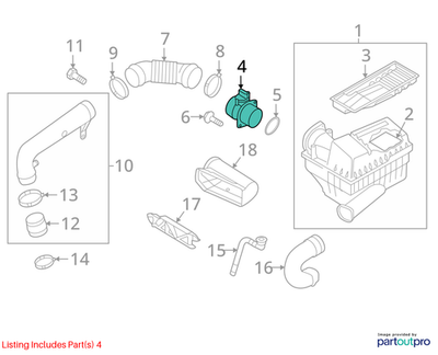 Audi 2012-2015 A3 Mass Air Flow Sensor 06J906461D