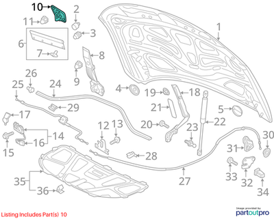 Audi 2012-2018 Audi A6 Hood Latch Striker Plate 4G0823186A