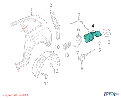 Audi 2007-2009 Q7 Fuel Filler Door Bracket 4L0809857B