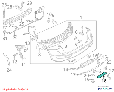 Audi 2009-2017 Q5 Bumper Cover Spacer Panel 8R0807819H1RR