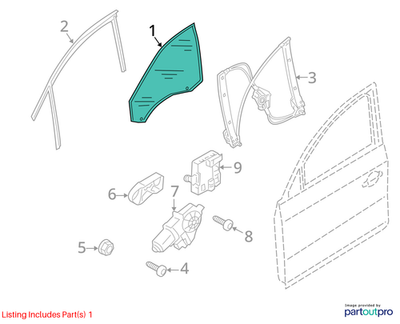 Audi 2009-2012 Audi Q5 Door Glass 8R0845201B